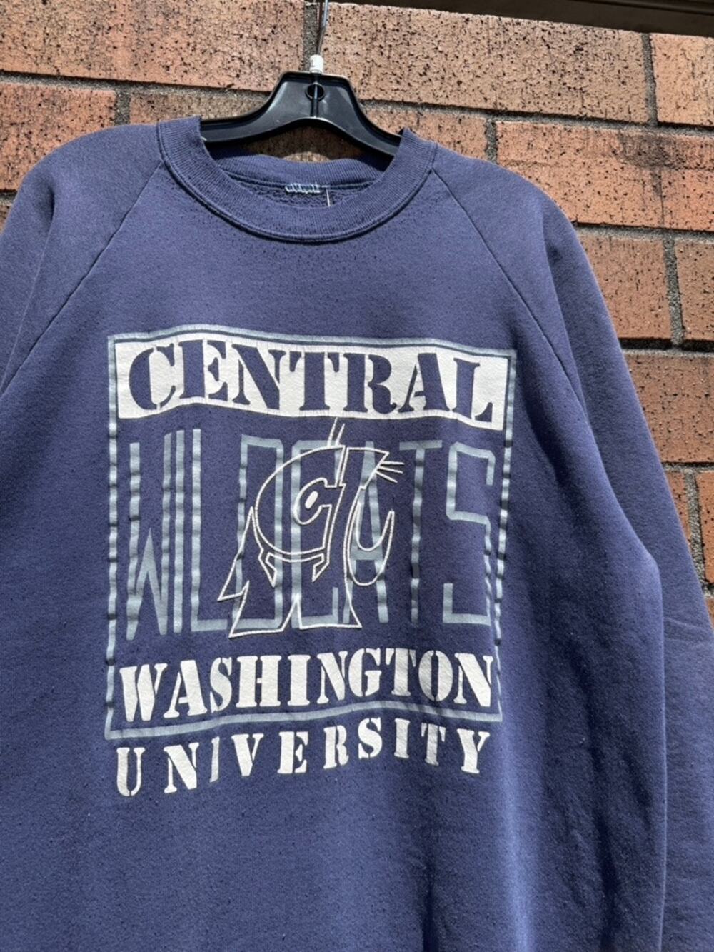 90s Central Washington University Vintage CWU College Crewneck Sweatshirt Navy